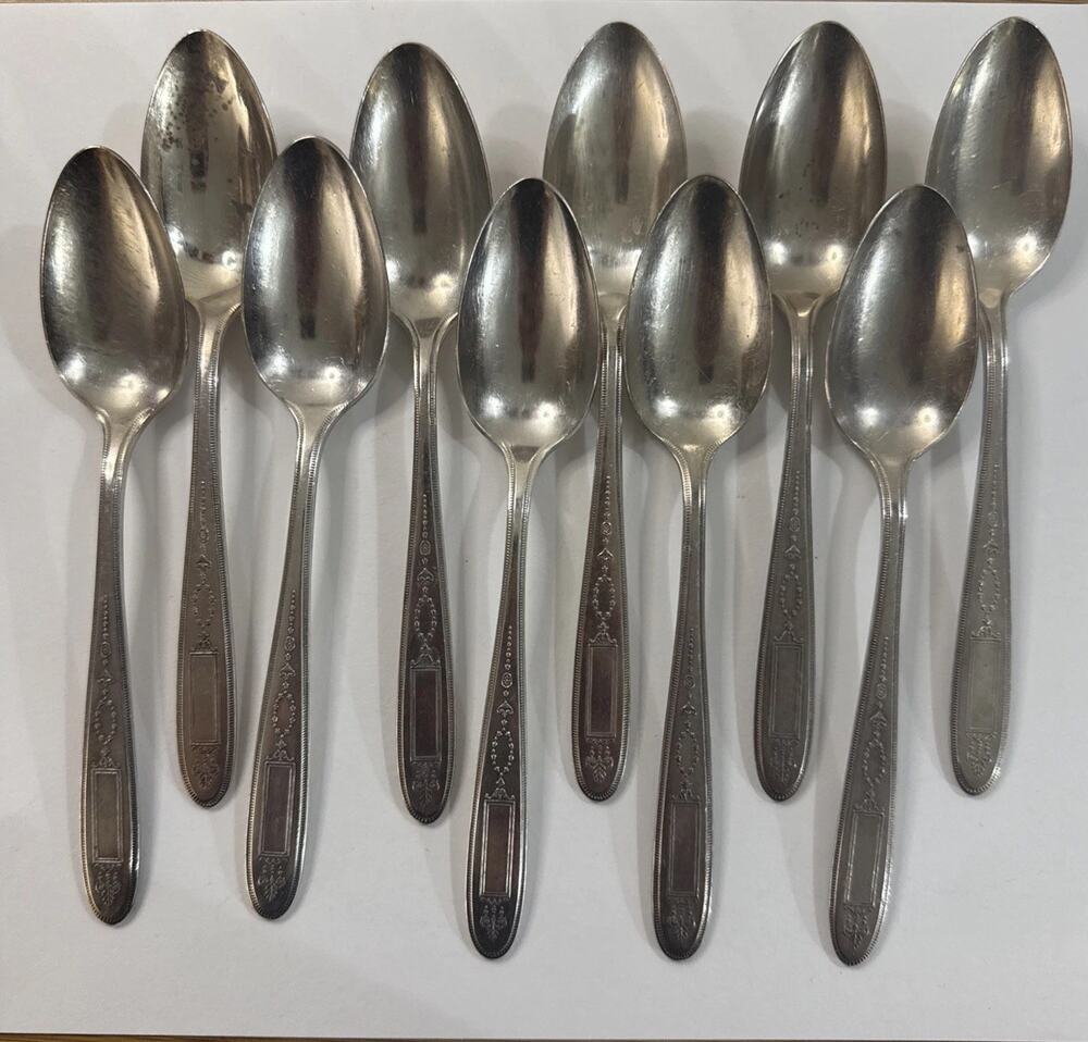 10 Vintage Oneida Community Plate Grosvenor Silverplate Teaspoons Art Deco